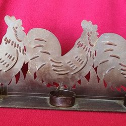 Vintage Metal Hen Candle Holders 