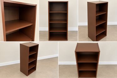 Selling a freshly painted 4-tier bookshelf in a beautiful chocolate brown finish!
