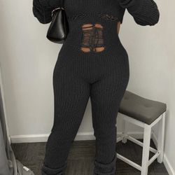 Knitted Bandage Design Jumpsuit 
