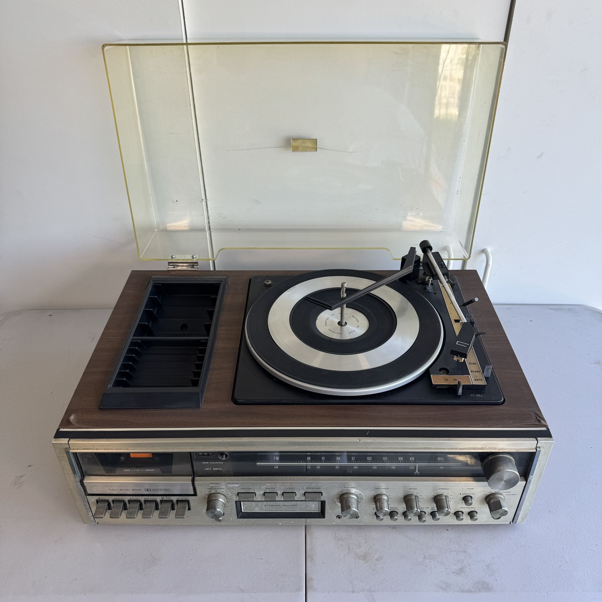 Vintage 1970s Sanyo JXT6910 All In One System Record Player Radio Casset Player 8 Track