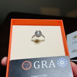 Sz 9 Round cut 2 ct moissanite ring + 14k White gold