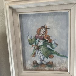 Oil on Canvas Vintage Clown