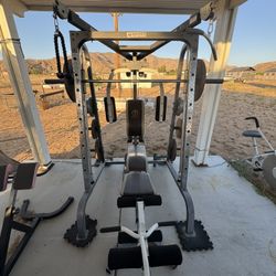 Smith Machine, Pullup Bar, Dip Machine And Back Extension Machine 