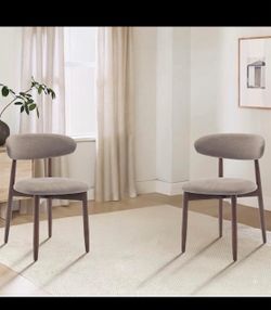 Wooden Dining Chairs Set of 2, Modern Fabric Upholstered Dining Room Chair, Farmhouse Kitchen Chair