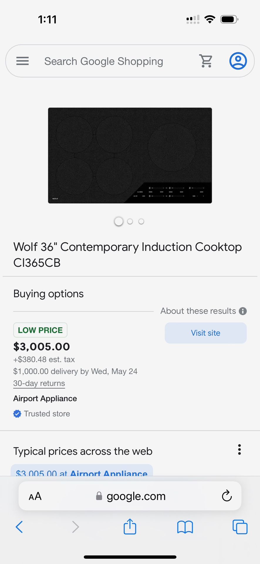 Wolf Cooktop (Electric) With matching Vent