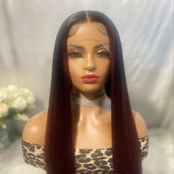 Ombre Burgundy Straight wig