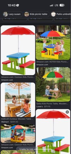 Umbrella for kids table
