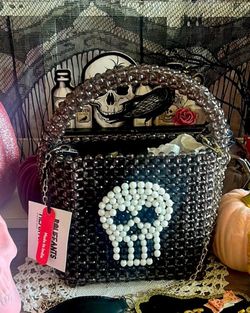 Cute Beaded Skull Handbag purse