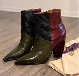 Tory Burch Colorblock Leather Ankle Boots – Likew New w/ Dust Bag
