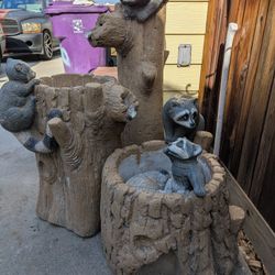 Mischief Racoon Concrete Fountain