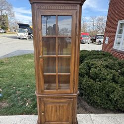 Solid Oak Curio Cabinet / Display Cabinet - VG, Sturdy Condition - Marietta, Pa Pick Up