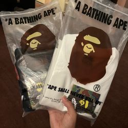 Black And White Burberry Collab Bape Tees