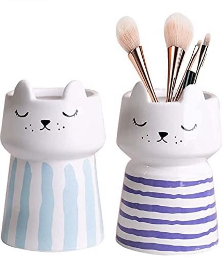 Ceramic Cat Vase Flower Pot Doodad Organizer Brand New