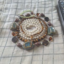 Tiger Eye-white Glass Pearl-River Stone