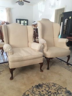 Antique His and Hers Wingback chairs