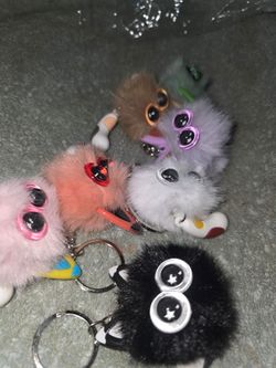 Fluffy Monster Pom Pom Keychains Set of 5