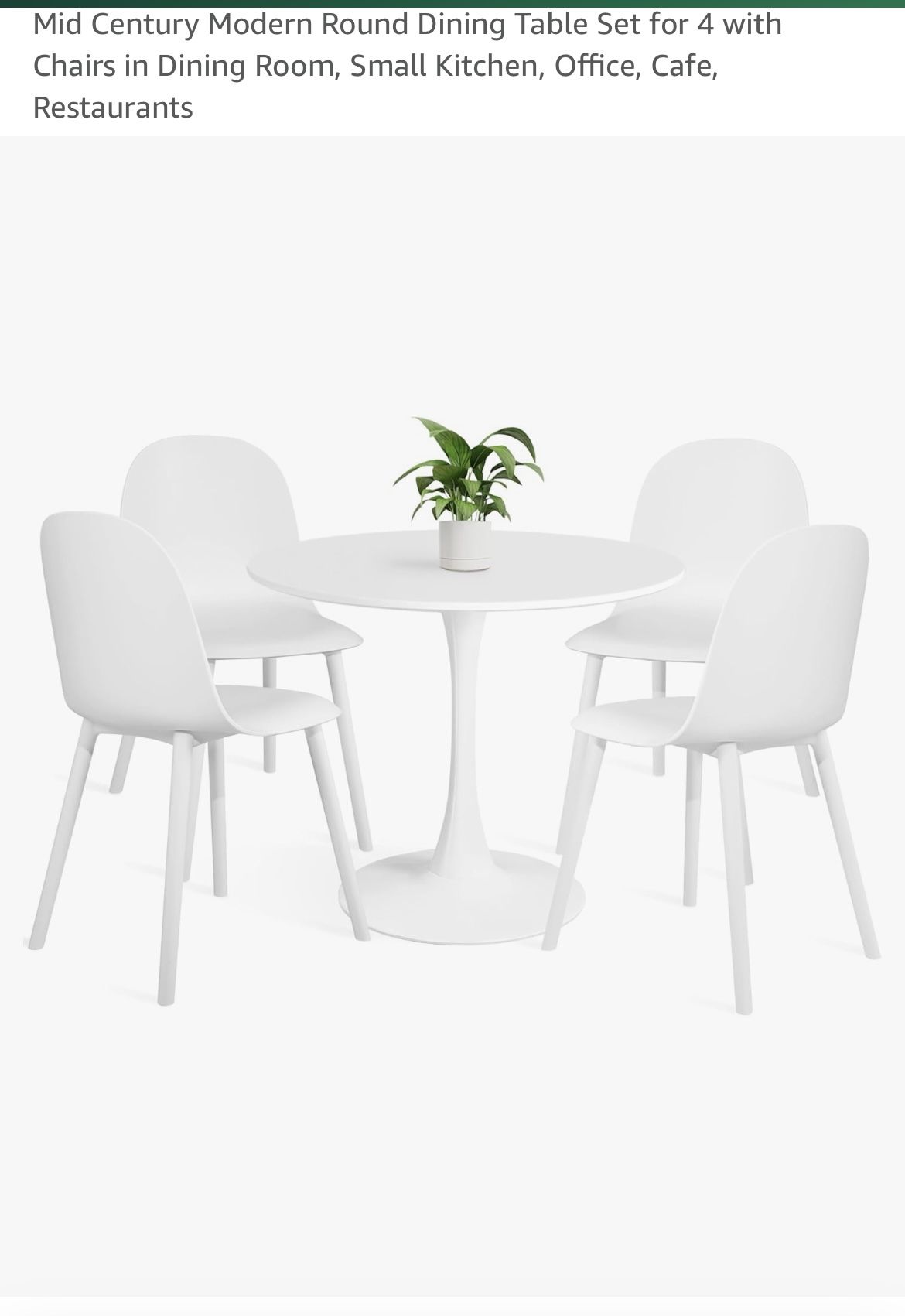 Mid Century Modern Round Dining Table Set for 4 with Chairs in Dining Room, Small Kitchen, Office, Cafe, Restaurants