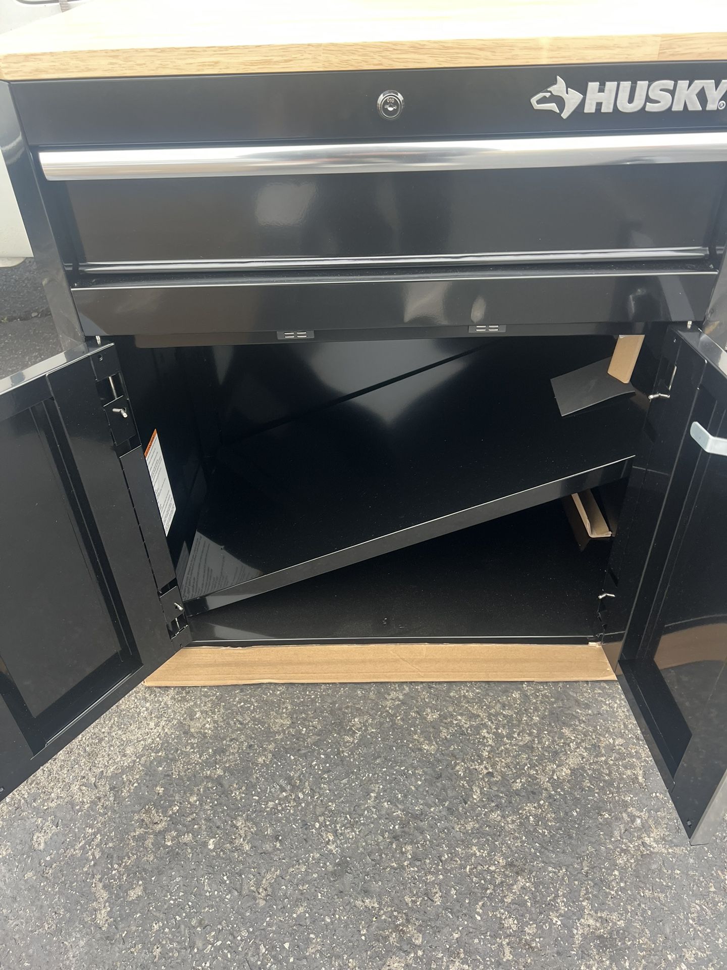 Ready to Assemble 24 Gauge Steel 1 Drawer 2 Door Garage Base Cabinet in Black (28 in. W x 32.8 in. H x 18.3 in. D) 3.2k