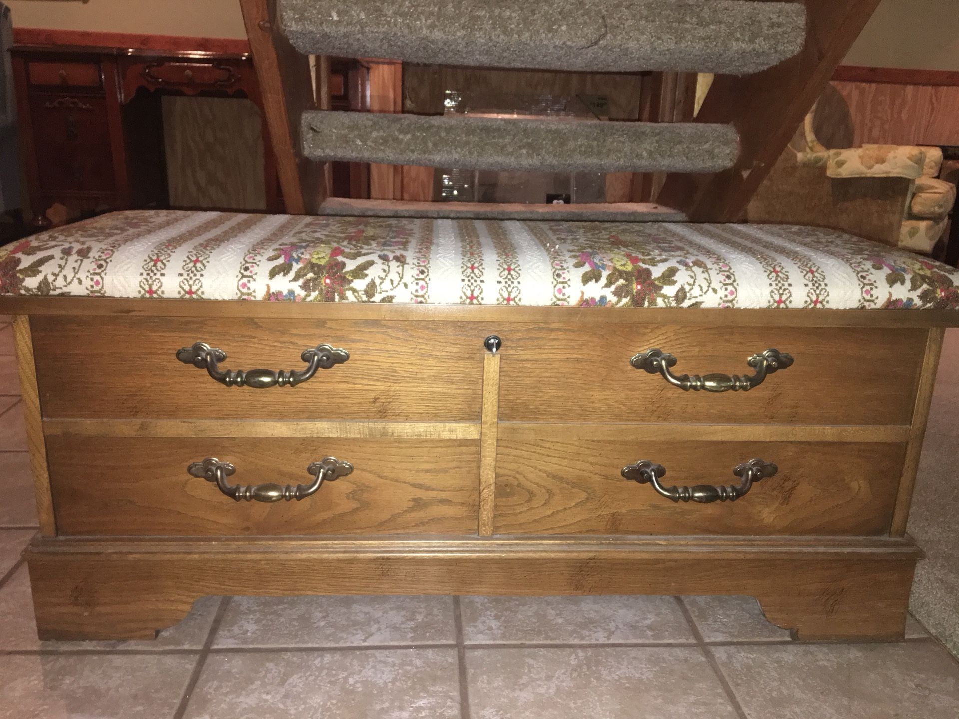 SALE!!!!Lane cedar hope chest with upholstered top.