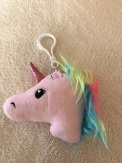 Rainbow Hair Pink Pastel Unicorn Keychain