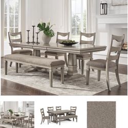 Lexorne Dining Table and 4 Chairs and Bench