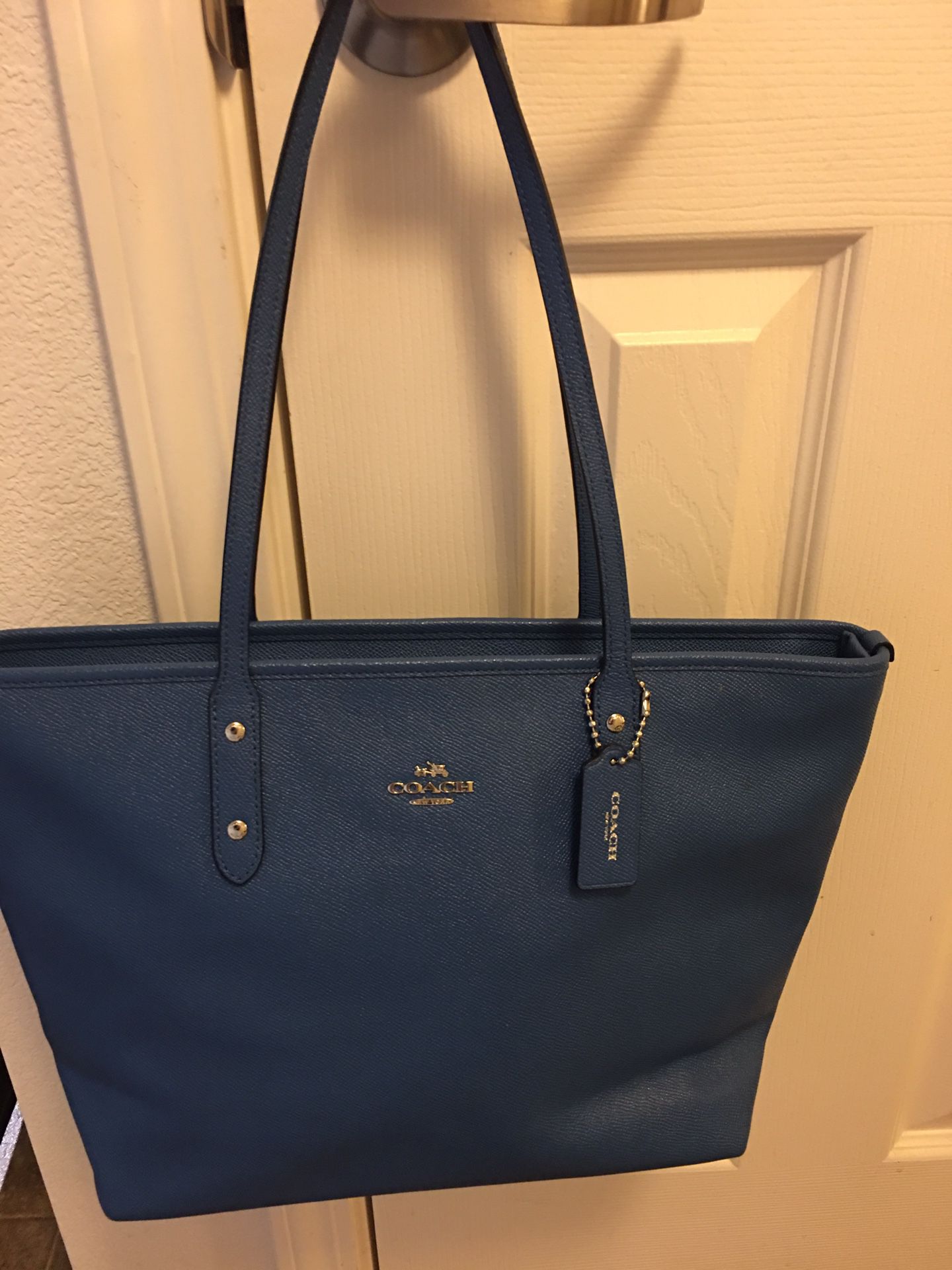 Beautiful blue authentic coach leather purse