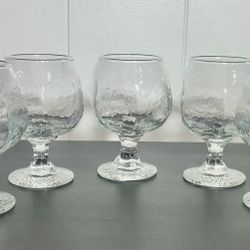 5 Vintage Libbey Chivalry Clear Brady Snifters, Cognac Glasses 6 Panel