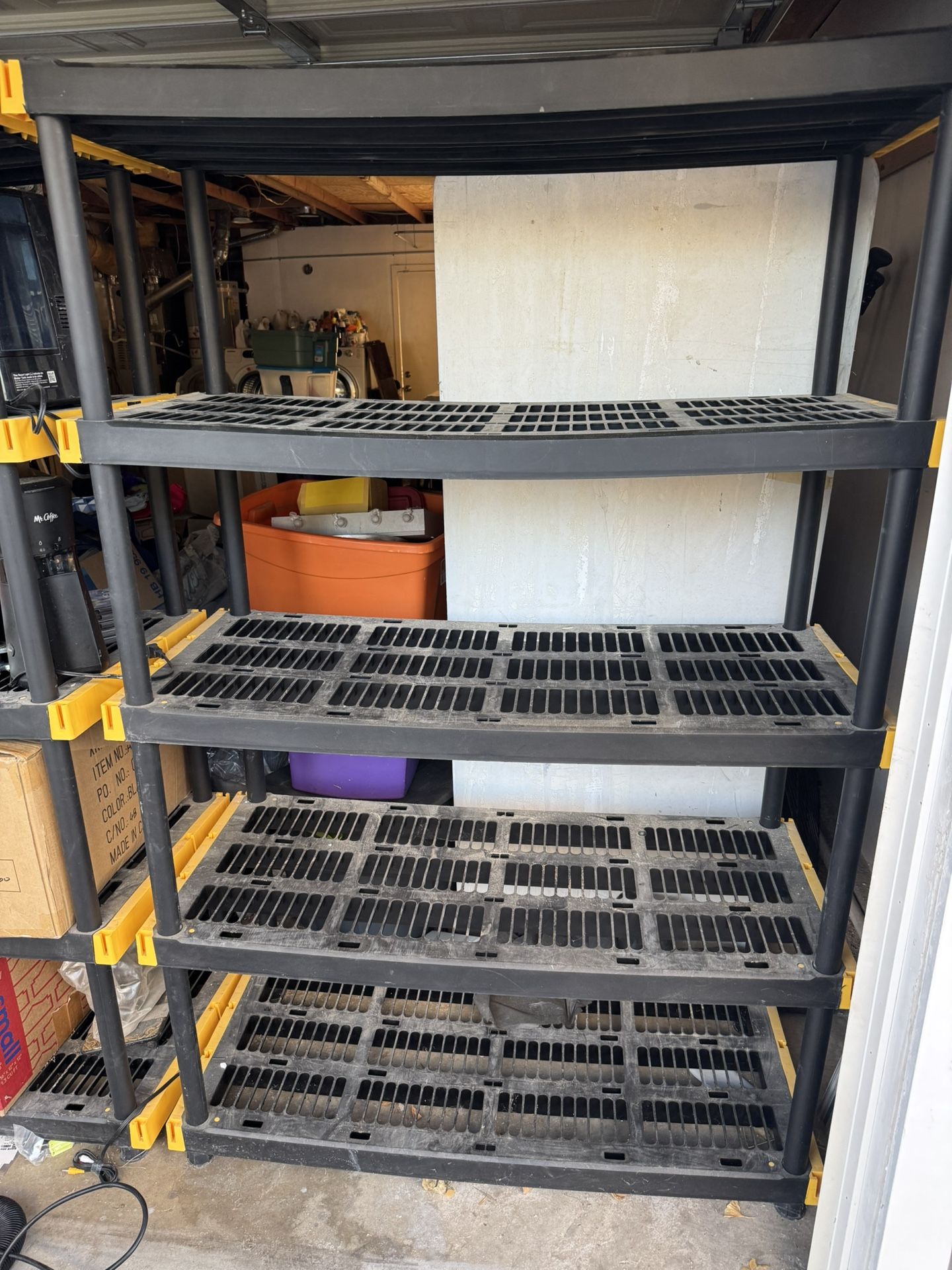 (2) 5 Tier Plastic Shelves