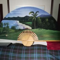 Painting On Silk Fan Large.  