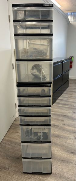 Set of 2 Plastic Drawer Storage Organizer Carts with multiple Drawers