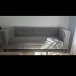 Gray Mid-Century Couch With Pillows - Like New