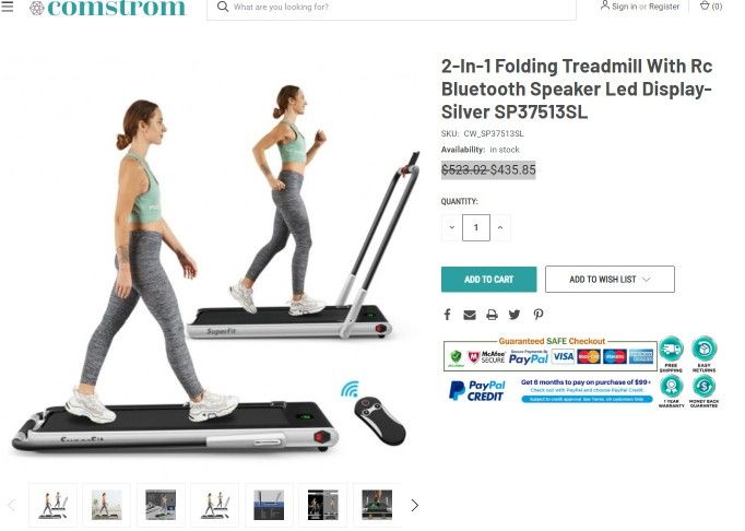 Treadmill NEW* 2 in 1 folding RC Bluetooth speaker speaker LED display SP37513SL