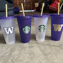 Starbucks Limited Edition University of Washington UW U-Dub 24oz Reuseable Cold Cups
