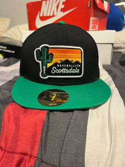 New Era Fitted Hat Black Green Brim