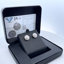 One Pair 14k White Gold Diamond Earrings