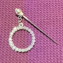 Steel Silver Tone Round Sparkle Crystal Charm Hijab Pin Wedding Party Engagement Gift