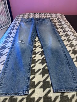 Men's Distressed Medium Wash Straight Leg Jeans