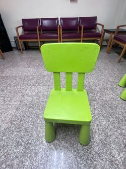 Low Bright Green Child's Chair (dirty, scuffed surface)