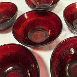 Set of Ruby Red Glass Bowls