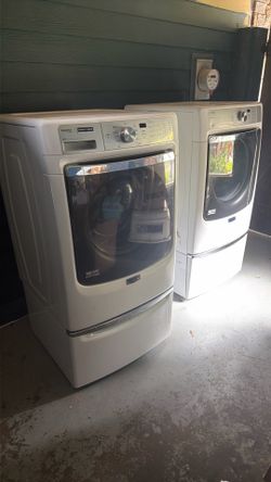 Maytag Washer and Electric Dryer with pedestals