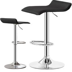Modern Bar Stools Set of 2 Counter Height Bar Stool with Back, Faux Leather Upholstered Barstools Modern Adjustable Swivel Bar Chairs (Silver Legs （no