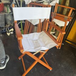 Honey Oak Frame White canvas Director Chair