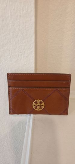 Brand New Tory Burch Brown Quilted Leather Wallet With Gold Logo