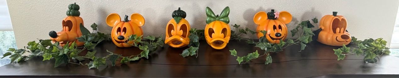 Disney Halloween Pumpkin Character Figurines Set of 6