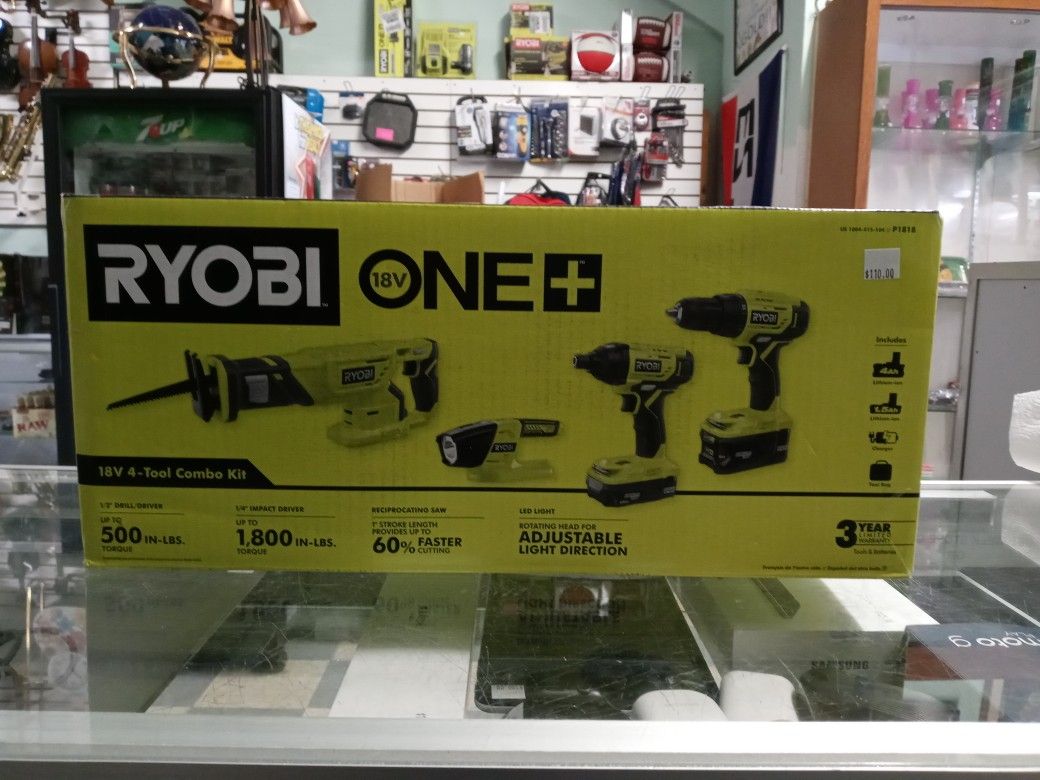 Brand New Ryobi 18v 4 Piece Tool Set