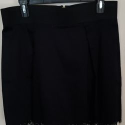 Cute Black Skirt Sz L gold Zipper In The Back