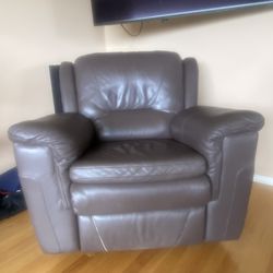Brown/gray Leather Rocking Recliner