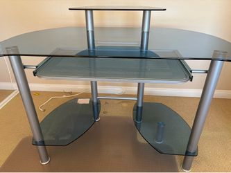 Glass desk and shelves