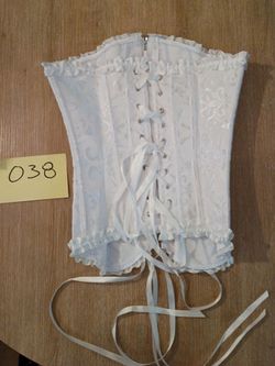 White Brocade Lace-Up Corset