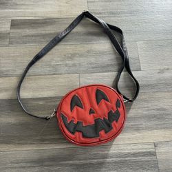 Love Pain and Stitches Pumpkin Kult Collection Halloween Shoulder Bag Red Black